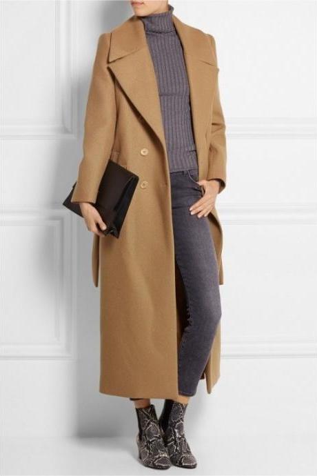 Autumn Winter Classic Simple Wool Trench Winter Coat