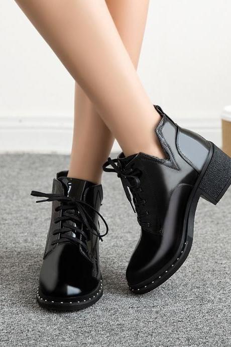 Black Lace up Ladies Ankle Boots