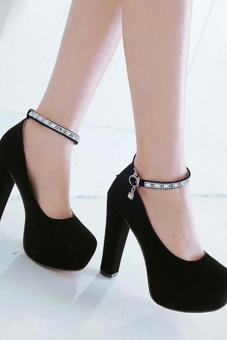 Crystal Rivet Ankle Strap Fashion Shoes