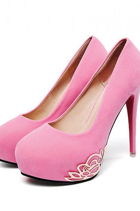 Pink Suede High Heels Fashion Shoes