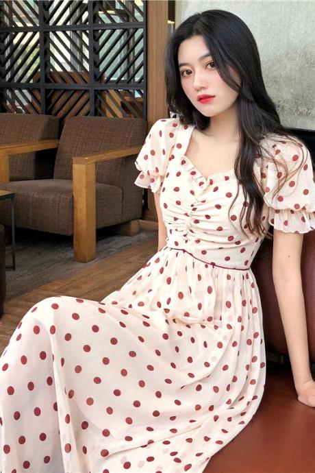 Chic Polka dots Vintage Style Long Dress