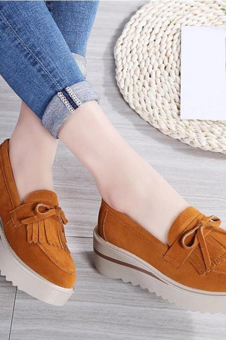 Stylish 7 Colors Suede Wedge Tassel Design Shoes
