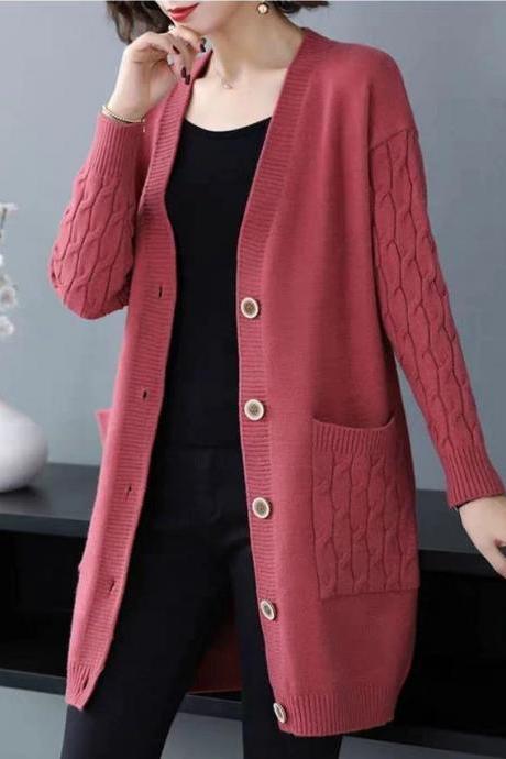 Chic Spring and Autumn Knitted Cardigan Sweater