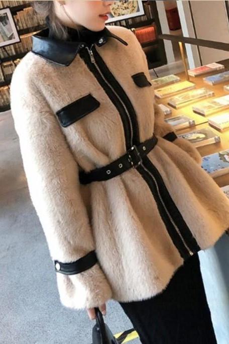 Chic Pu Leather Warm Women&amp;#039;s Winter Coat
