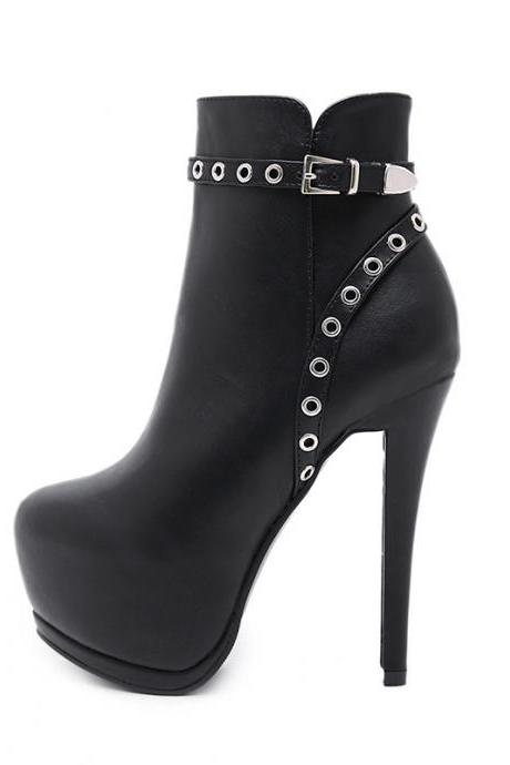 Black Sexy Autumn and Winter Ankle Boots
