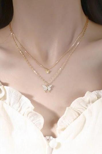 Butterfly And Pearl Gold Choker Necklace