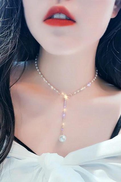 Bowknot Pearl Choker Necklace