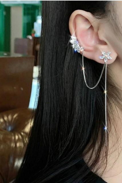 Crystal Flower Tassel Elegant Earrings