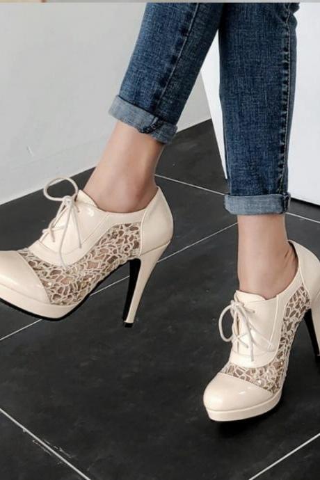 Elegant High Heels Ankle Boots with Beautiful Lace 
