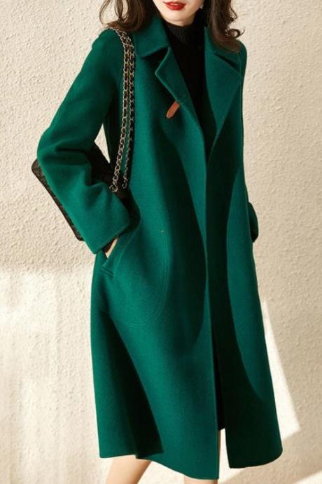 Elegant Green Woolen Coat