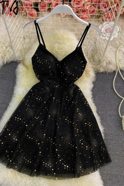 Glitter Sequined Fashion Black Fashion Party Dress