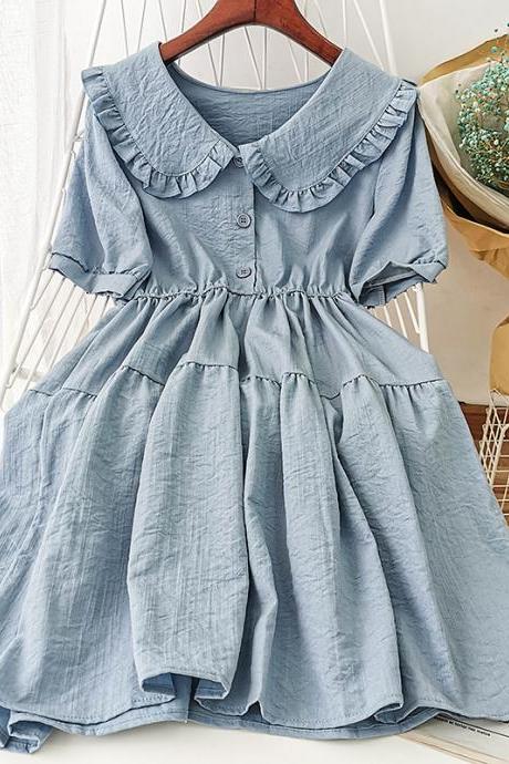 Doll Collar Chic Vintage Style Ruffled Dress