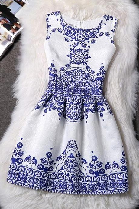 Summer Sleeveless Vintage Printed Dress