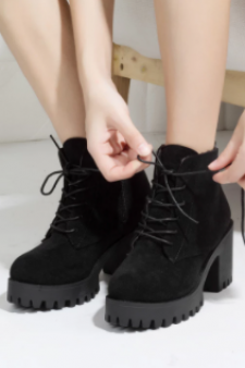 Boots High Heels Lace Up Ankle Boots For Women