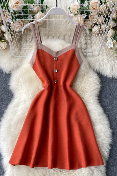 Vintage Knitted Tank Dress V-neck