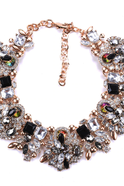 Crystal Rhinestone Big Bib Necklace 