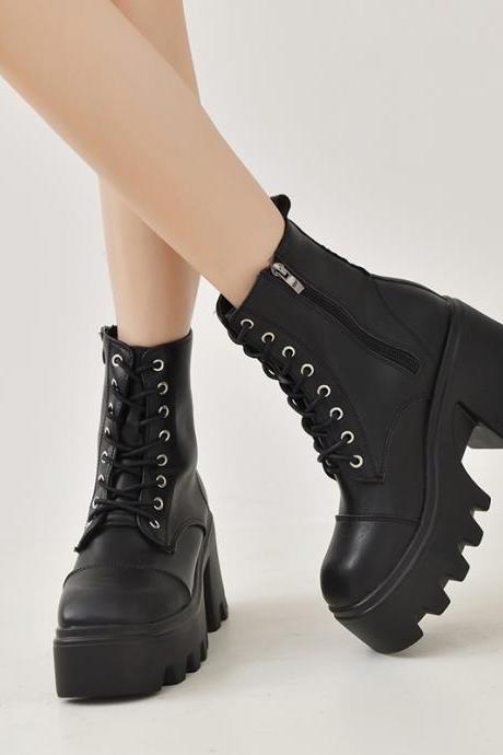  Chunky Ankle Boots Women Punk Style 