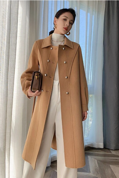 Khaki Long Cashmere Coat