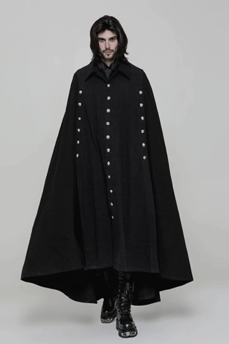 Black Trendy Coat Cape Shawl