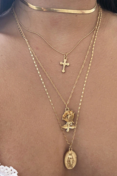 Gold Cross Pendant Necklace 