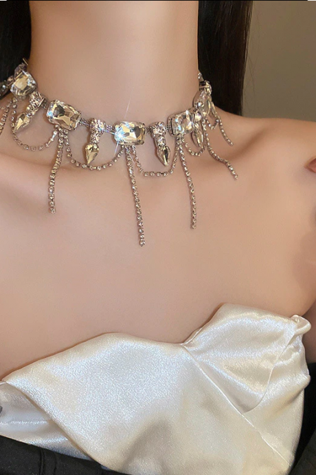 Glass Crystal Choker Necklace