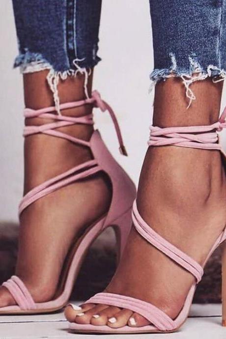 Women's Ankle Strap High-heeled Sandals Summer Sexy