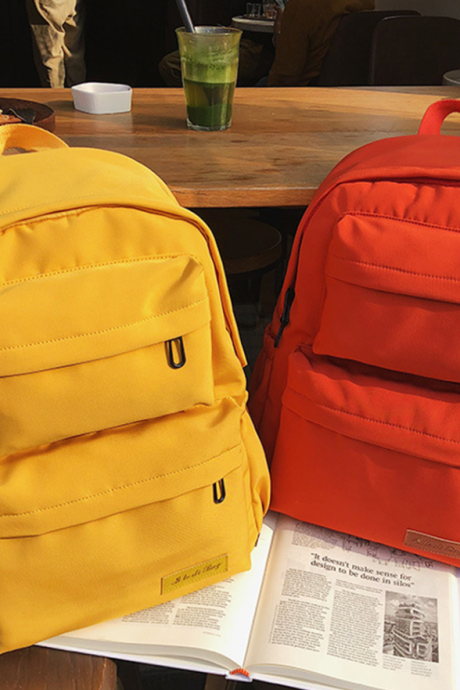 Korean Large-Capacity Outdoor Backpack Boys Girls Solid Color School Bag
