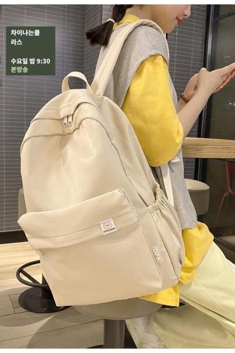 High Quality Waterproof Solid Color Nylon Women Backpack College Style