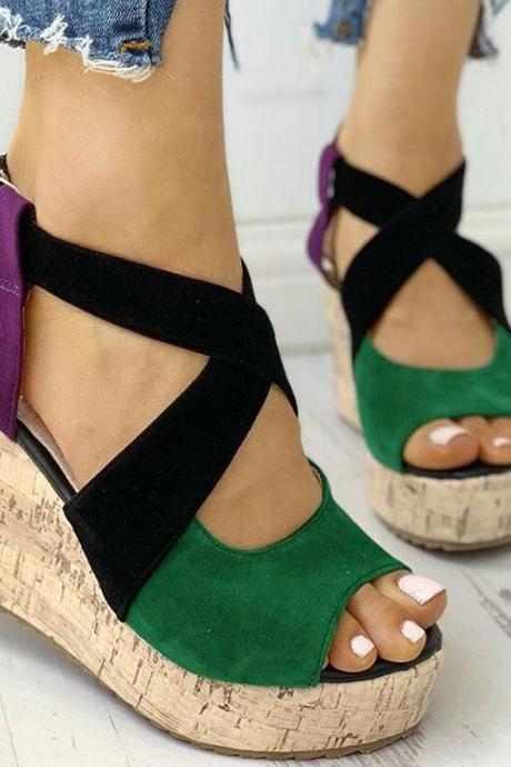 Women Sandals Summer Casual Platform Shoes Open Toe Buckle 