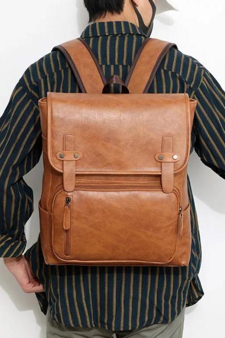 Unisex Pu Leather Travel Bag Backpack