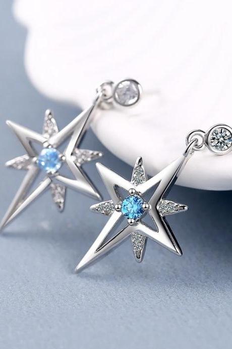 925 Sterling Silver Fashion Charm Star Earrings