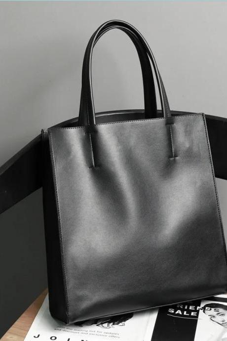 Pu Leather Business Casual Unisex Black Bag