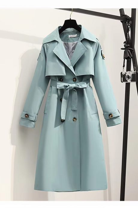 Women’s Long Double-Breasted Belted Trench Coat main image 1