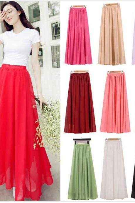 Beautiful Candy Colored Chiffon Long Skirts