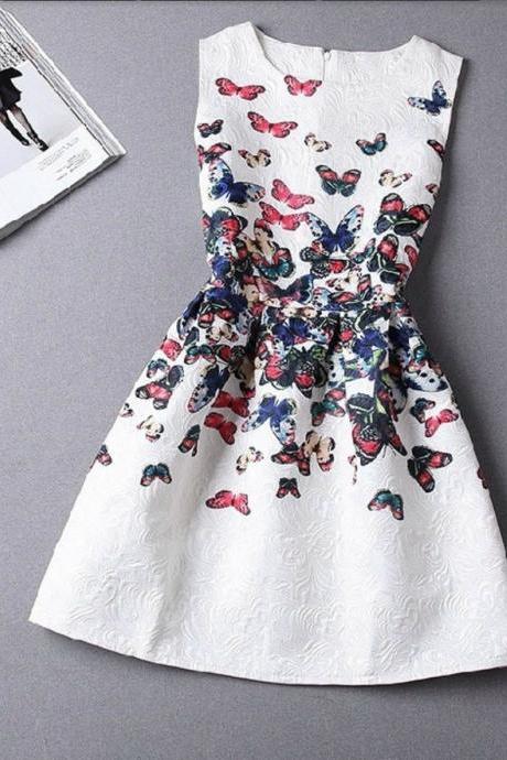 Beautiful Butterfly Sleeveless Printed Dress