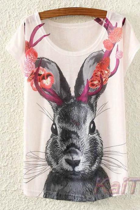 Vintage Style Rabbit Printed Top