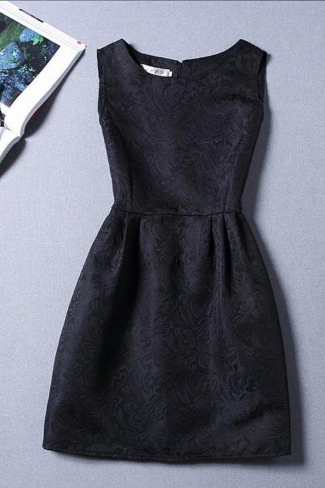 Sleeveless Black A Line Fashion Dress