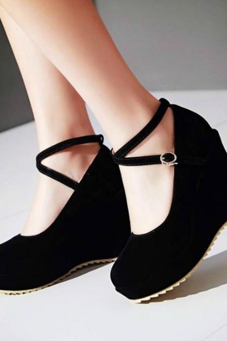 Sexy Cross Strap Wedge Shoes