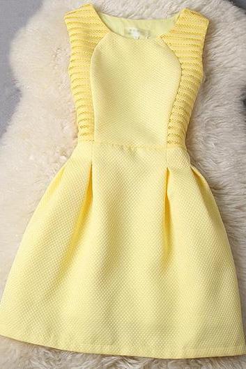 A Line Sleeveless Yellow Dress