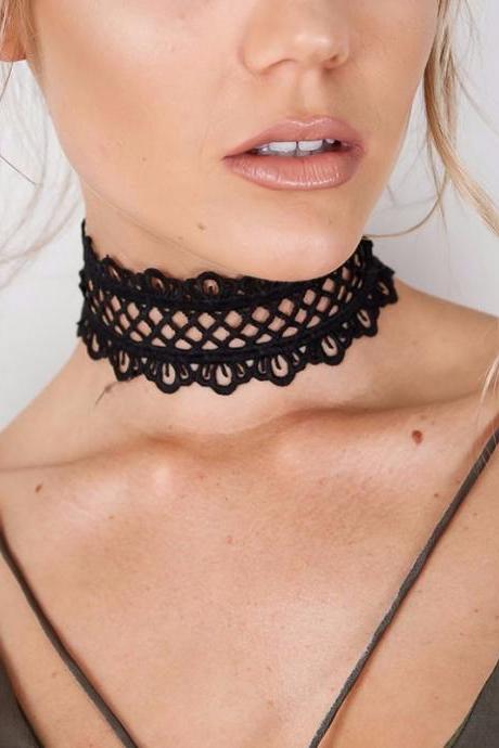 Black Choker Lace Necklace