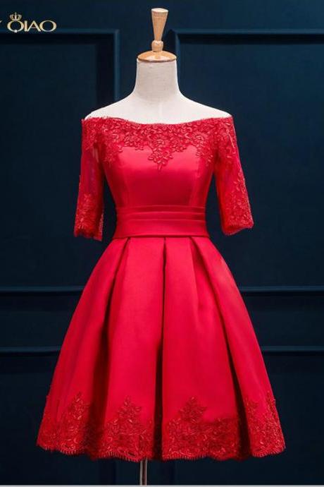 Beautiful Red Lace Up Prom Evening Dress