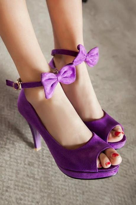 Ankle Strap Peep toe High Heel Sandals with Bow