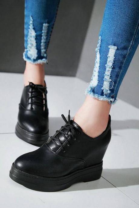 Classy Lace up Wedge Shoes