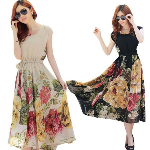 Summer Floral Print Maxi Dress on Luulla