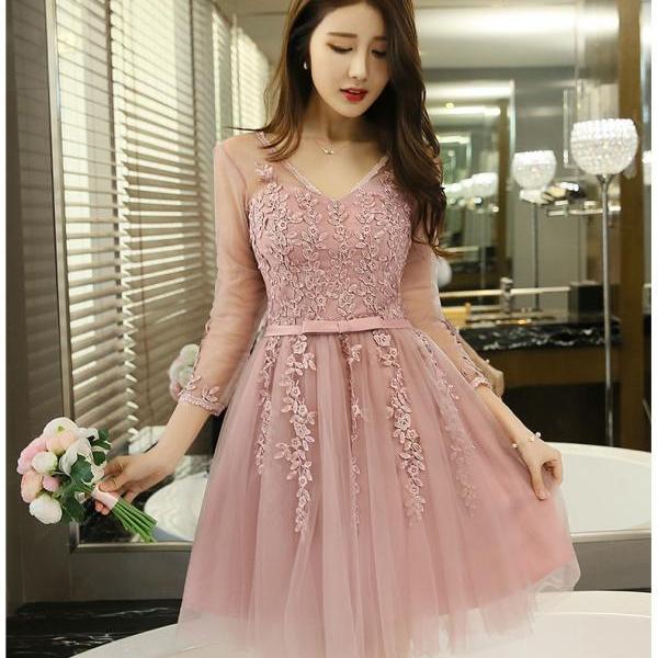Beautiful Pink Ball Gown Lace Party Dress on Luulla