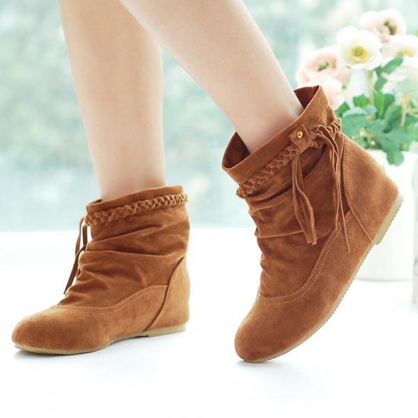 Comfy Leather Flat Heels Ankle Boots on Luulla