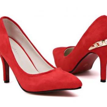 red backless shoes