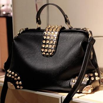 Chic Black Studded Handbag on Luulla