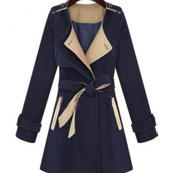 Blue Double Breasted Trench Coat on Luulla