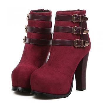 Chic Chunky Heel Red Fashion Boots on Luulla